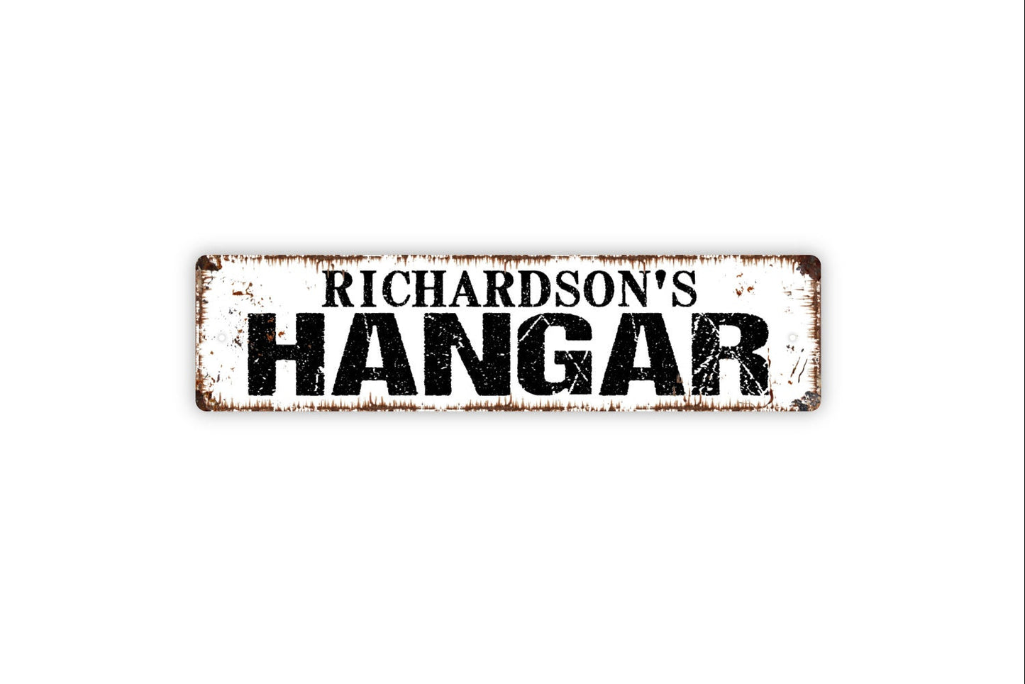 Personalized Hangar Sign, Custom Metal Sign, Rustic Street Sign or Door Name Plate Plaque