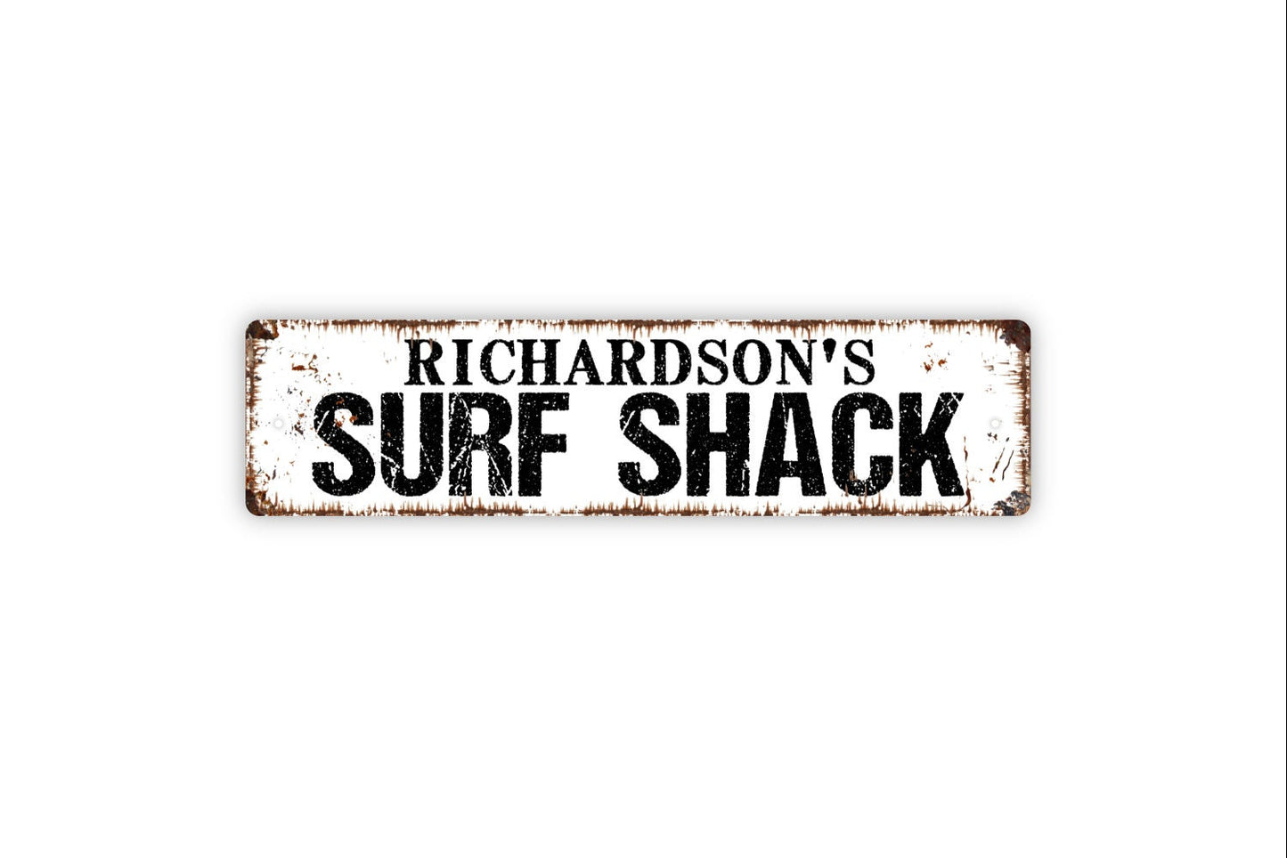 Personalized Surf Shack Sign, Custom Metal Sign, Rustic Street Sign or Door Name Plate Plaque