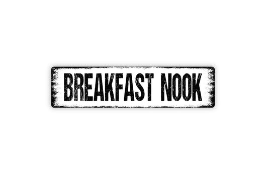 Breakfast Nook Sign - Kitchen Pantry Morning Farm Fresh Rustic Street Metal Sign or Door Name Plate Plaque