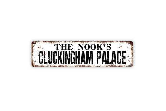 Personalized Cluckingham Palace Sign, Custom Metal Sign, Rustic Street Sign or Door Name Plate Plaque