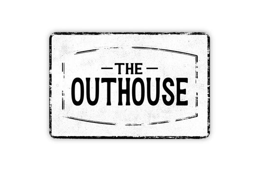 The Outhouse Sign - Metal Wall Art - Distressed Vintage Style Novelty Gift