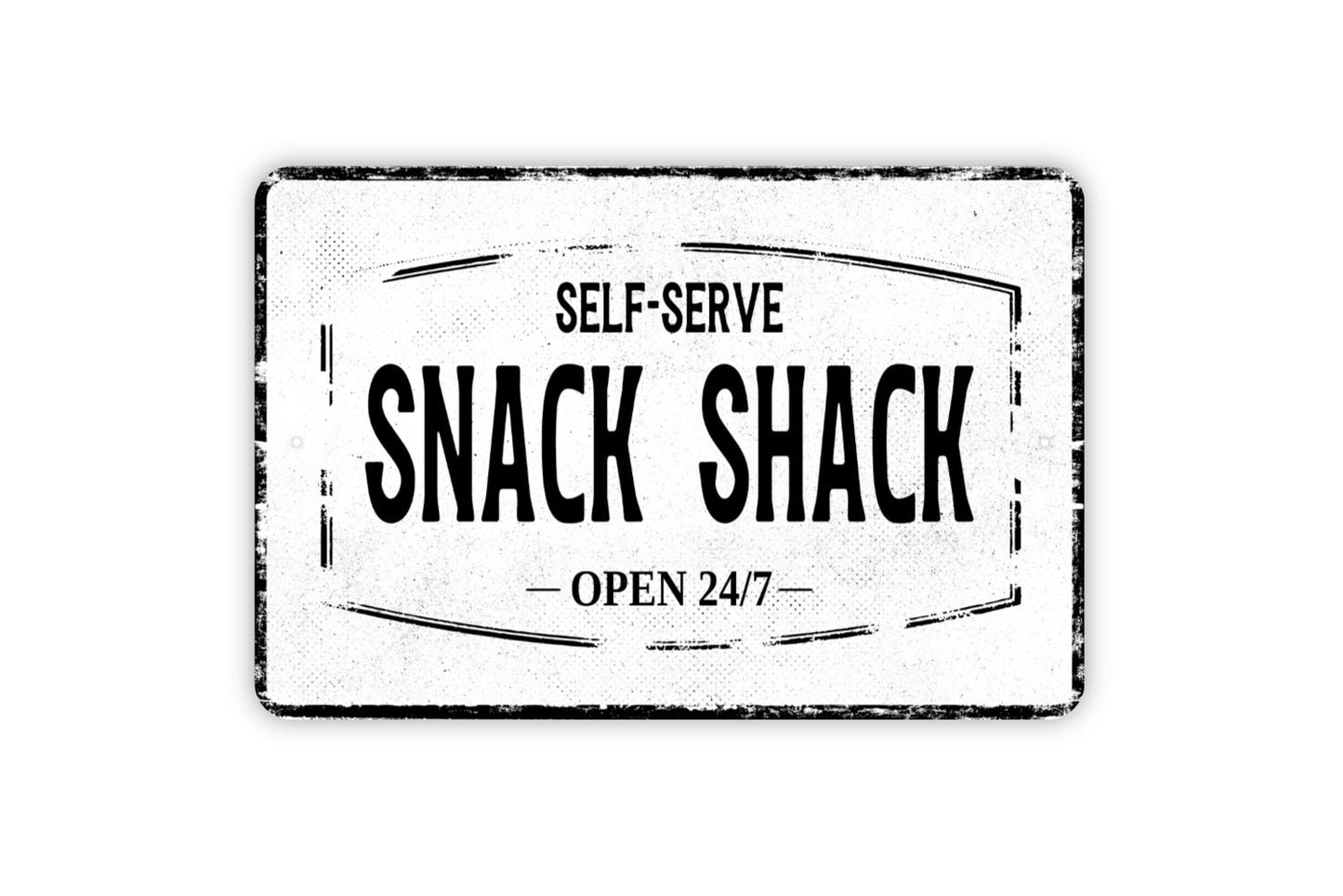 Self-Serve Snack Shack Sign - Kitchen Pantry Metal Sign Wall Art - Distressed Vintage Style