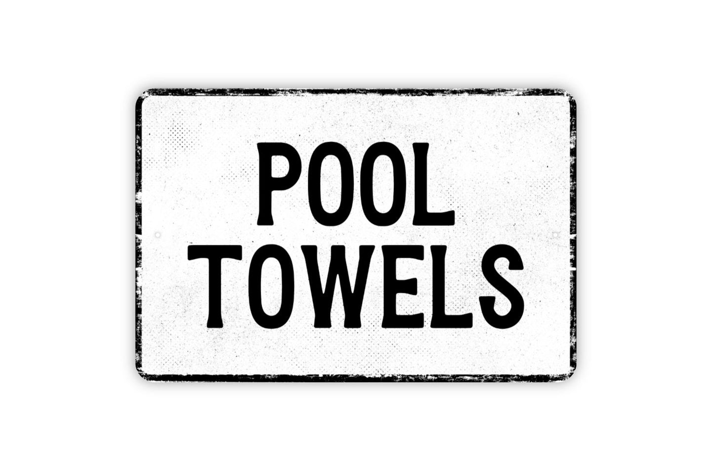 Pool Towels Thank You Sign - Swimming Pool Beach Metal Sign Wall Art - Distressed Vintage Style