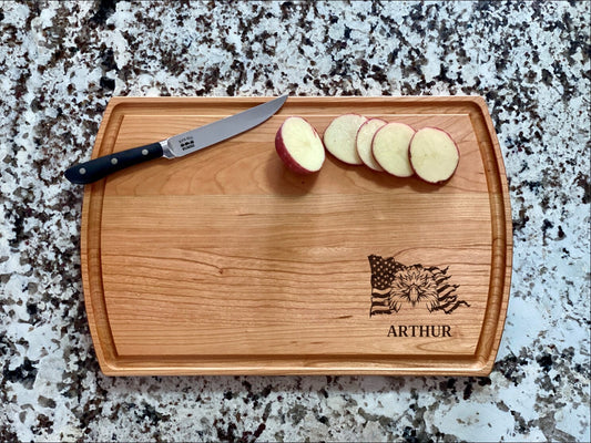 American Flag Bald Eagle Cutting Board | Charcuterie Board | Custom Serving Tray | Personalized Housewarming Closing Gift |