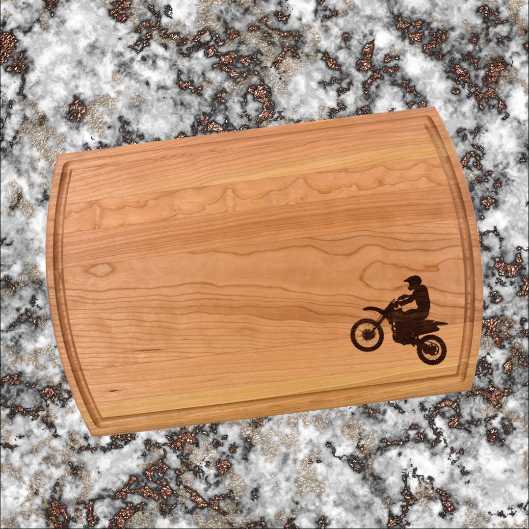 Dirtbike Cutting Board | Motorcycle Racing Charcuterie Board | Custom Serving Tray | Personalized House Closing Gift | Dirt Bike Gift