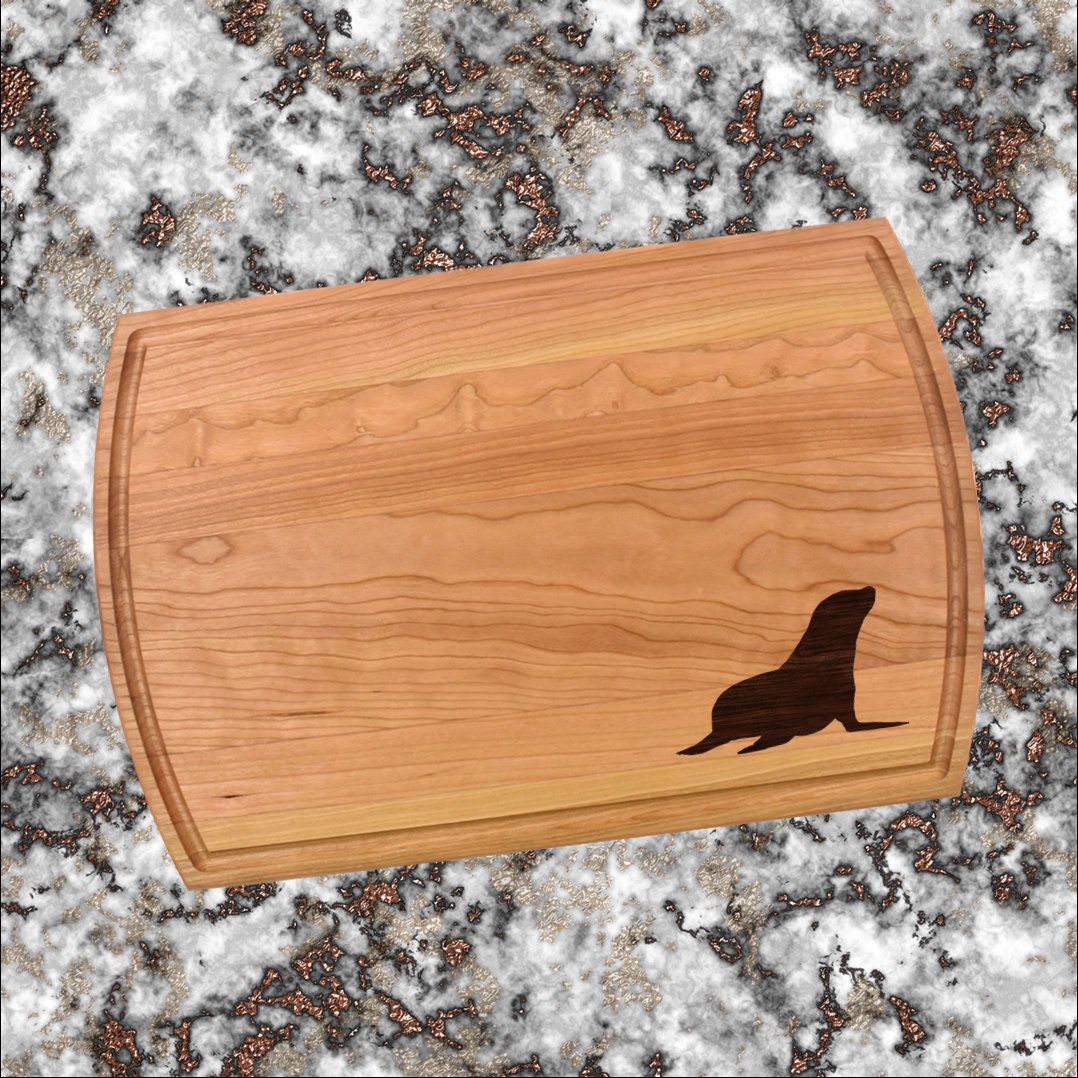 Sea Lion Cutting Board | Sea Ocean Aquatic Charcuterie Board | Custom Serving Tray | Personalized House Closing Gift | Wedding Anniv Gift