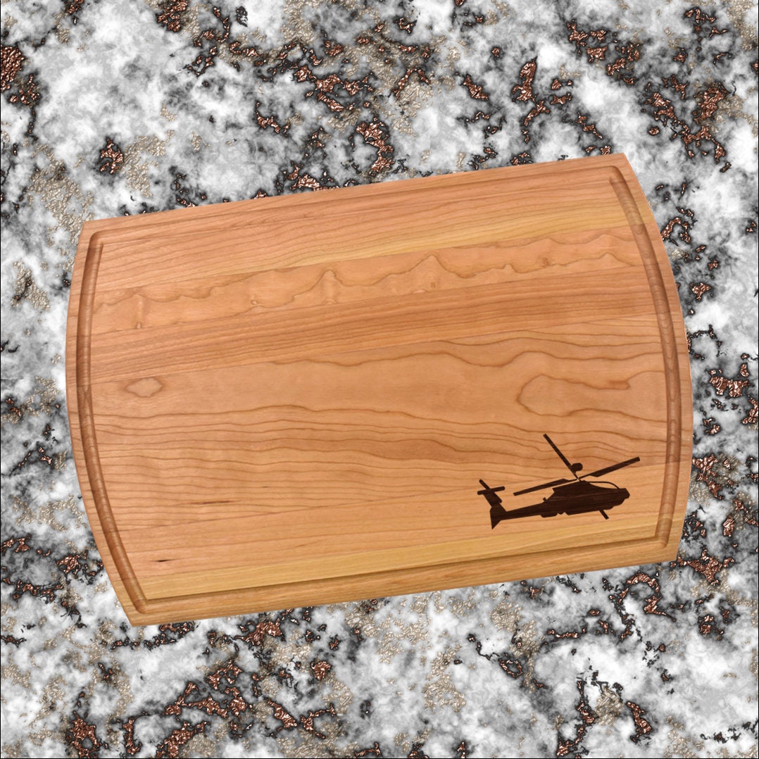 Helicopter Cutting Board | Pilot Charcuterie Board | Custom Serving Tray | Personalized Pilot Gift