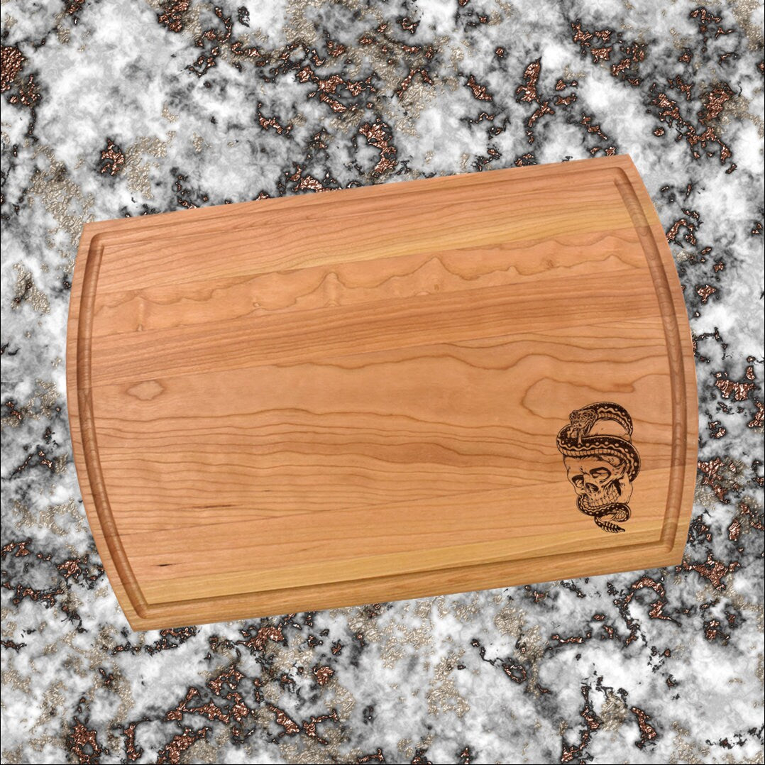 Skull And Snake Cutting Board | Skull Charcuterie Board | Custom Serving Tray | Personalized Wizard Gift