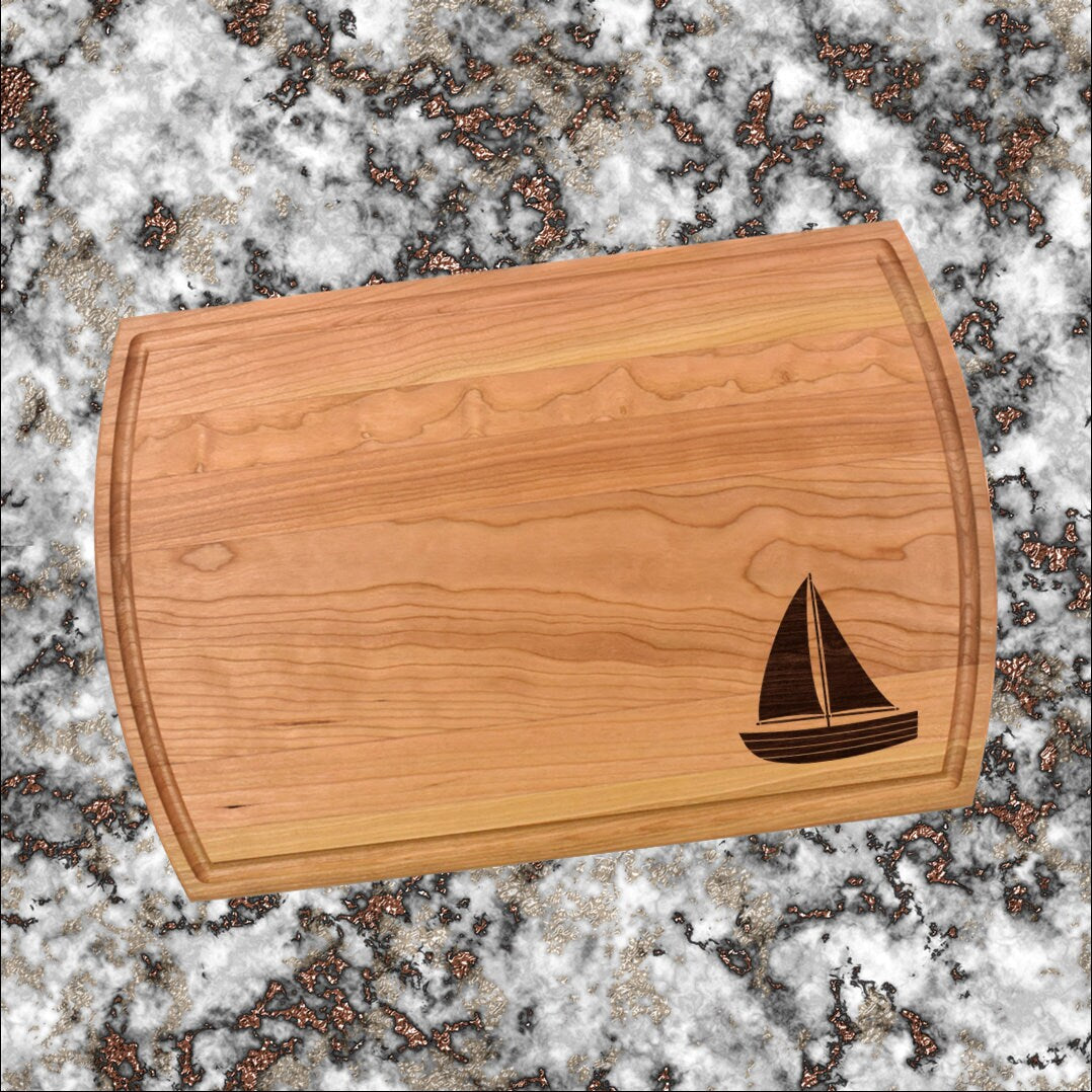 Sailboat Cutting Board | Boat Captain Charcuterie Board | Custom Serving Tray | Personalized Beach House Gift | Wedding Anniv Gift