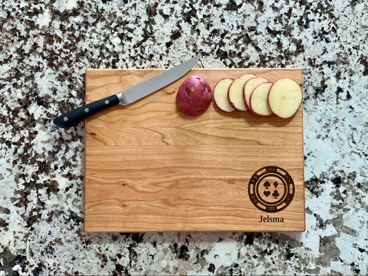 Poker Chip Cutting Board | Gambling Charcuterie Board | Custom Serving Tray | Personalized Card Games Gift | Casino Man Cave Gift