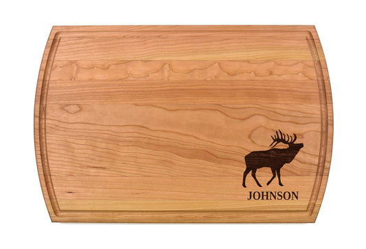 Elk Cutting Board | Bull Elk Silhoutte Charcuterie Board | Custom Serving Tray | Personalized House Closing Gift | Wedding Anniv Gift