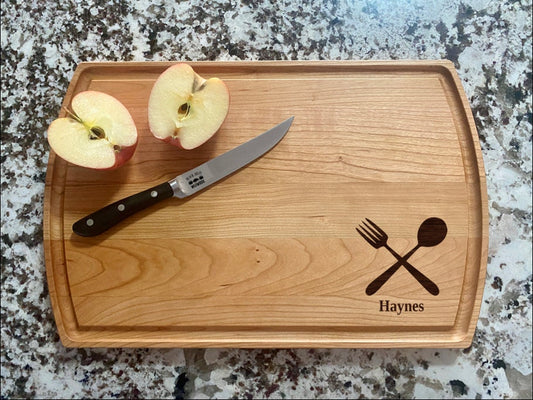 Fork And Spoon Cutting Board | Kitchen Charcuterie Board | Custom Serving Tray | Personalized Pantry Gift | Wedding Anniversary Gift