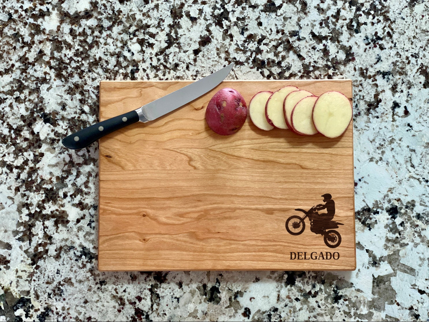 Dirtbike Cutting Board | Motorcycle Racing Charcuterie Board | Custom Serving Tray | Personalized House Closing Gift | Dirt Bike Gift