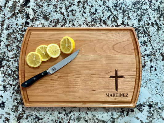 Christian Cross Cutting Board |  Christ Cross Charcuterie Board | Custom Serving Tray | Personalized House Closing Gift | Christian Gift