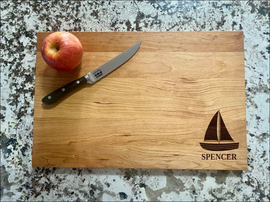 Sailboat Cutting Board | Boat Captain Charcuterie Board | Custom Serving Tray | Personalized Beach House Gift | Wedding Anniv Gift