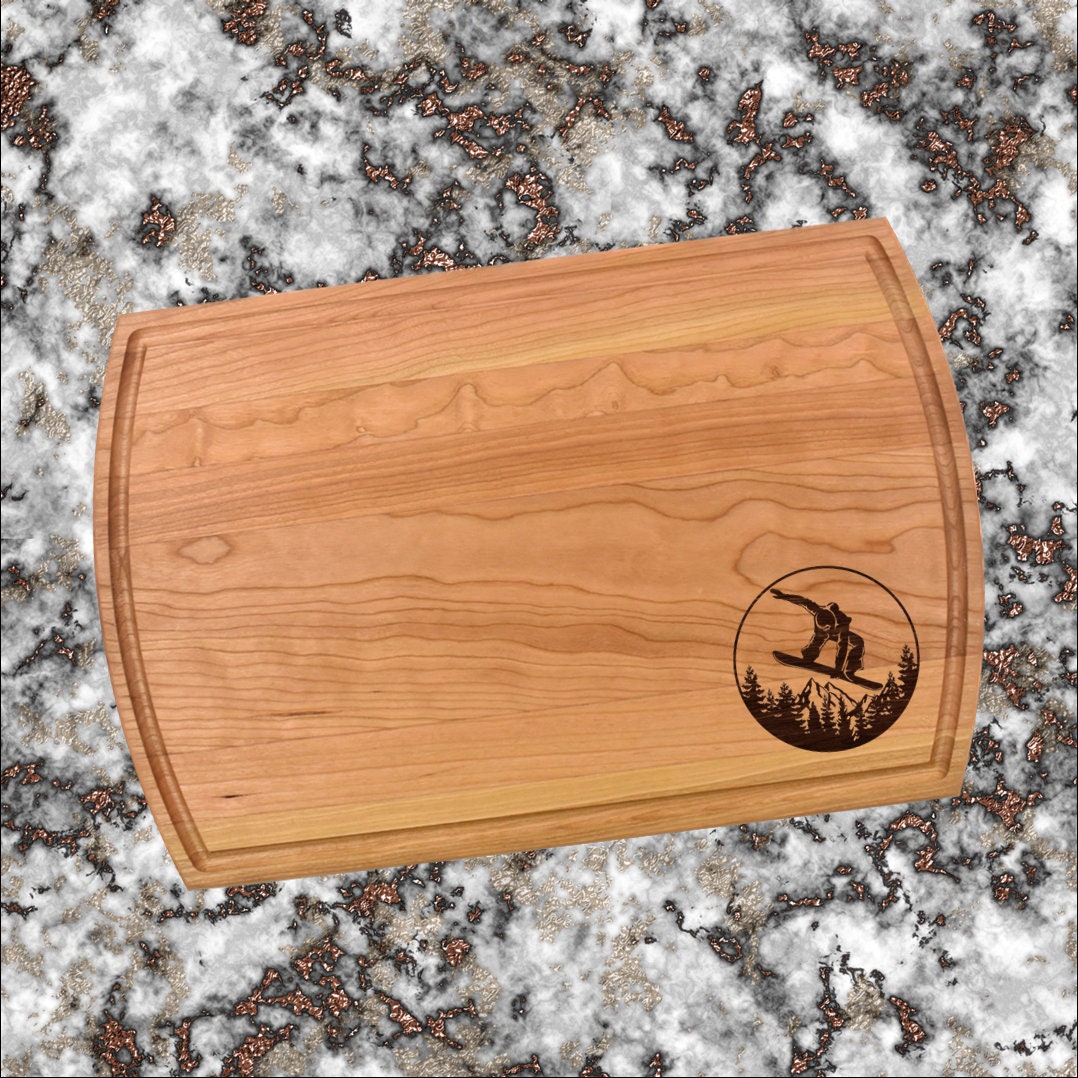 Snow Board Cutting Board | Snowboarding Charcuterie Board | Custom Serving Tray | Personalized House Closing Gift | Cabin Gift