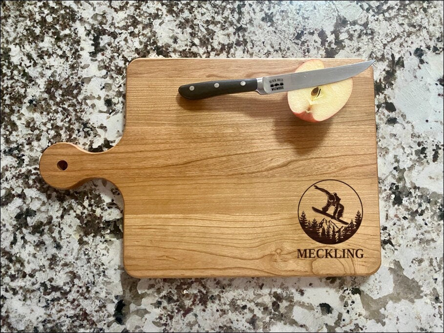 Snow Board Cutting Board | Snowboarding Charcuterie Board | Custom Serving Tray | Personalized House Closing Gift | Cabin Gift