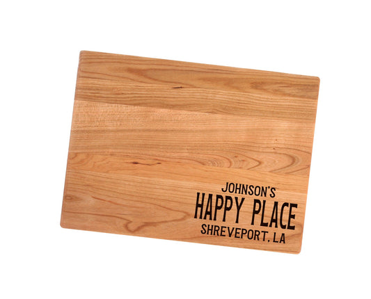 Personalized Happy Place Cutting Board | Welcome To Our Home Charcuterie Board | Custom Serving Tray | Personalized Housewarming Gift