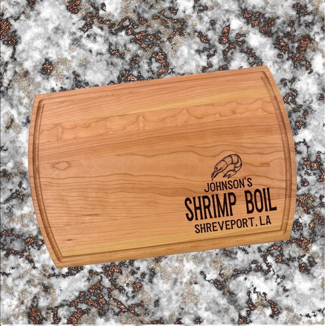 Personalized Shrimp Boil Cutting Board | Seafood Charcuterie Board | Custom Serving Tray | Personalized Seafood Gift