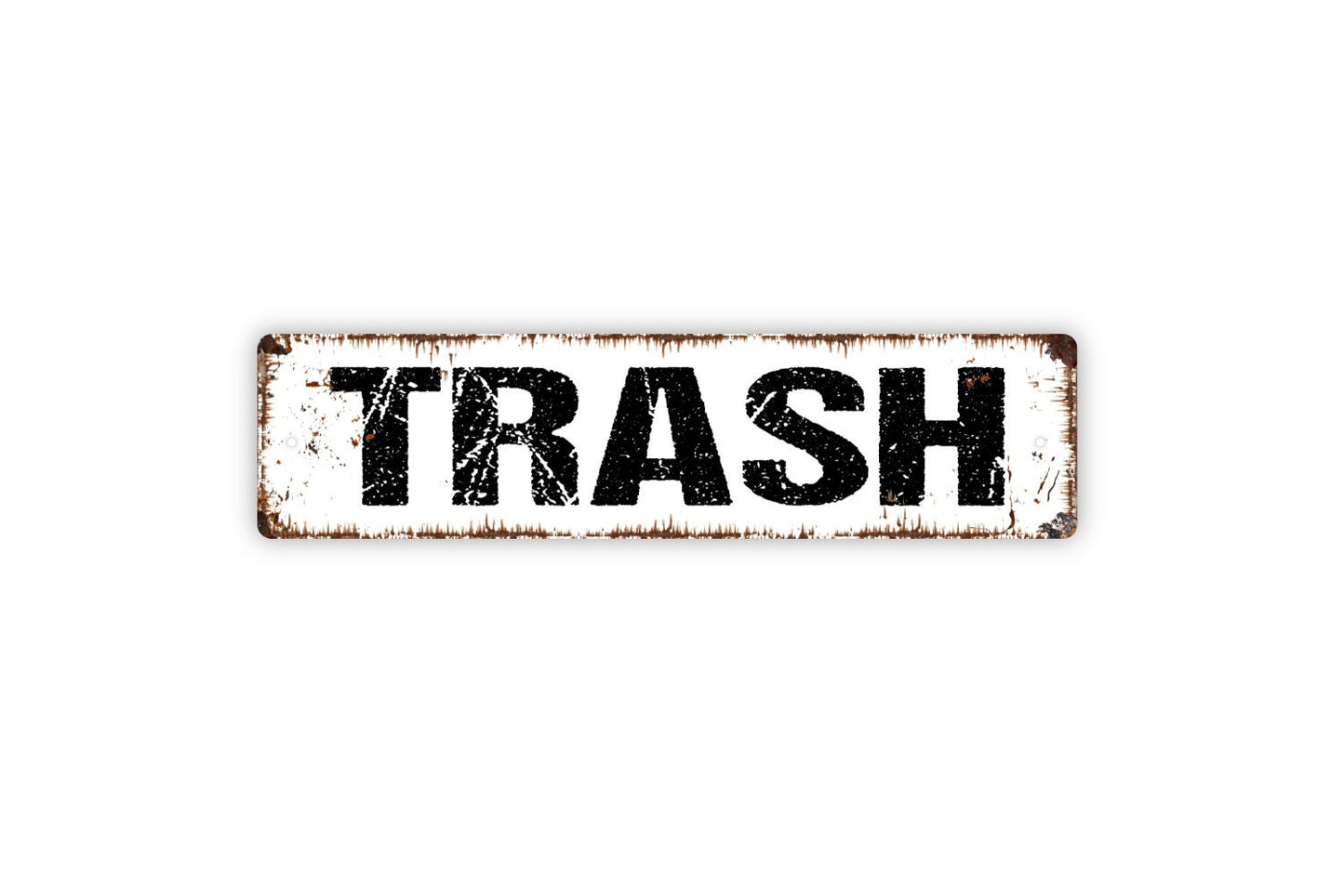 Trash Sign - Recycle Bin Refuse Garbage Rustic Street Metal Sign or Door Name Plate Plaque