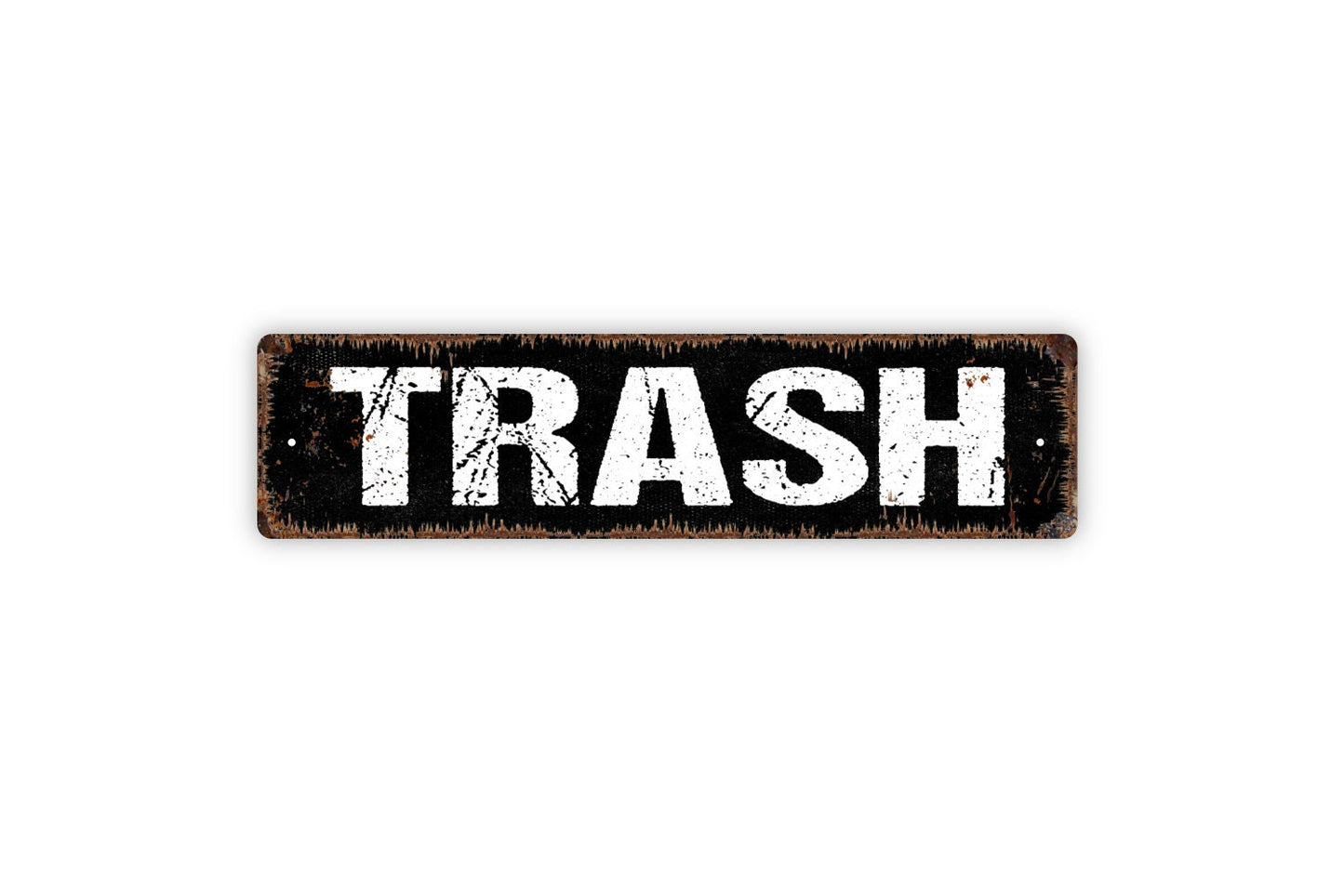 Trash Sign - Recycle Bin Refuse Garbage Rustic Street Metal Sign or Door Name Plate Plaque