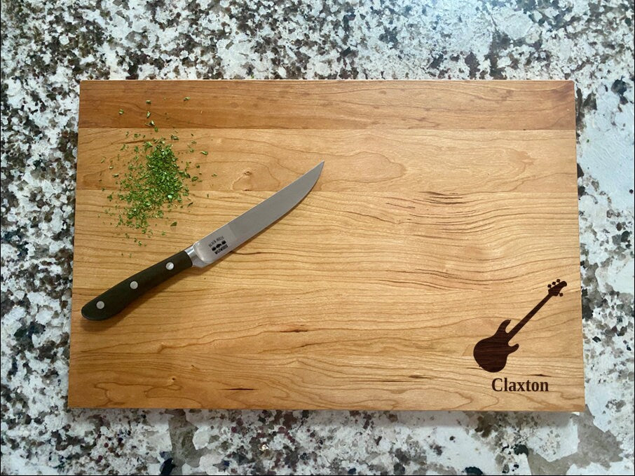 Bass Guitar Cutting Board |  Rock Musician Charcuterie Board | Custom Serving Tray | Personalized Musician Gift | Guitarist Gift