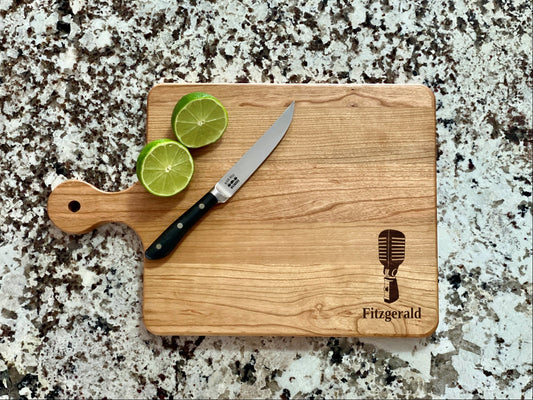 Microphone Cutting Board |  Radio Announcer Charcuterie Board | Custom Serving Tray | Personalized Musician Gift | Singer Gift