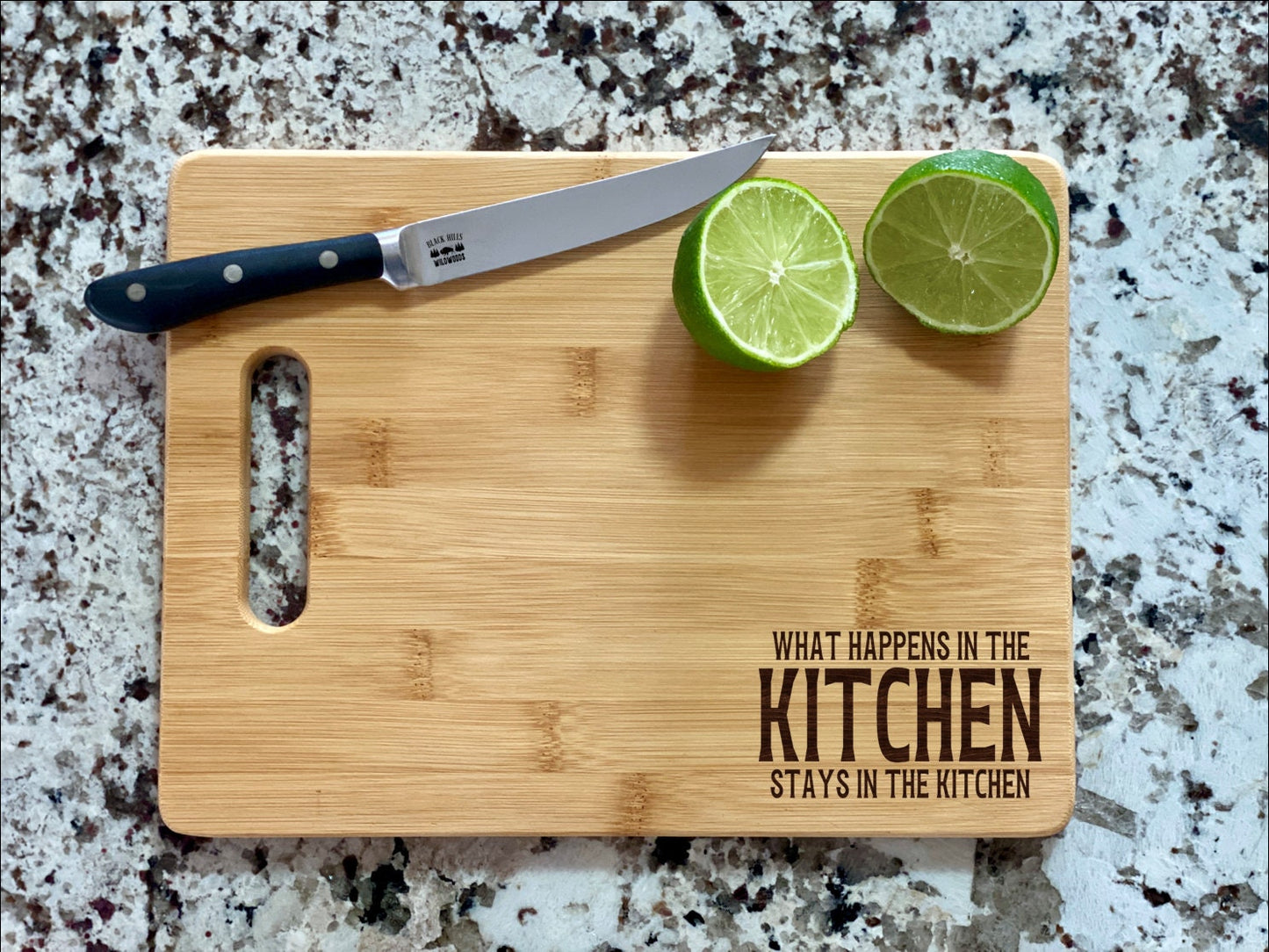 What Happens In The Kitchen Stays In The Kitchen Cutting Board | Charcuterie Board | Custom Serving Tray | Personalized Kitchen Gift |