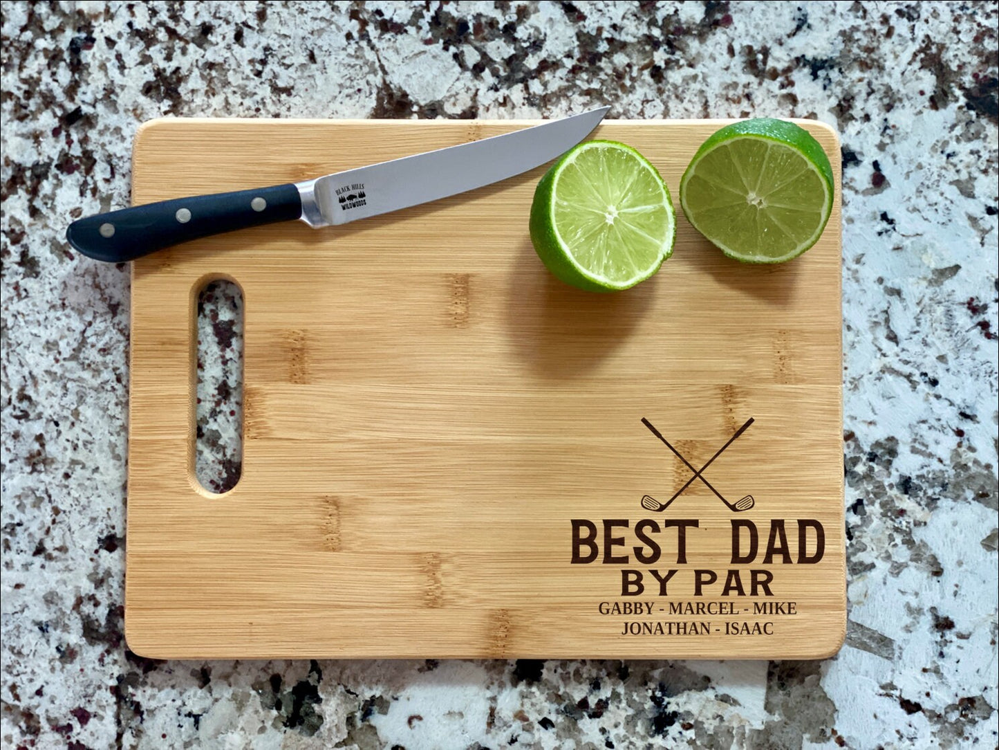 Best Dad By Par Cutting Board | Golf Club Charcuterie Board | Custom Serving Tray | Personalized Golfer Dad Gift | Father Dad Gift