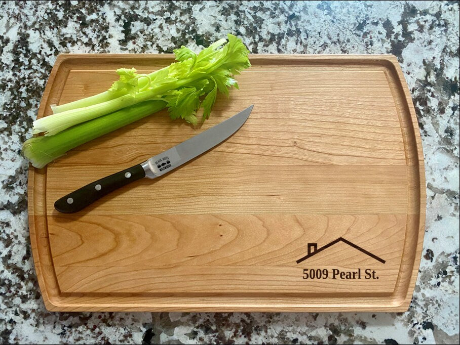 Rooftop With Address Cutting Board |  House Charcuterie Board | Custom Serving Tray | Personalized Housewarming Gift | Wedding Anniversary