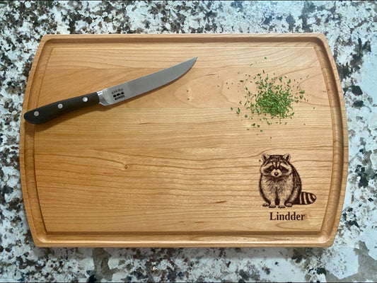 Raccoon Cutting Board | Trash Panda Charcuterie Board | Custom Serving Tray | Personalized Wildlife Gift | Wedding Anniversary Gift