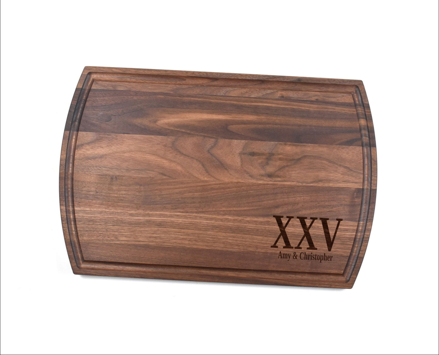 Twenty Fifth Anniversary Cutting Board | 25 Year Roman Numeral Charcuterie Board | Custom Serving Tray | Personalized Anniversary Gift