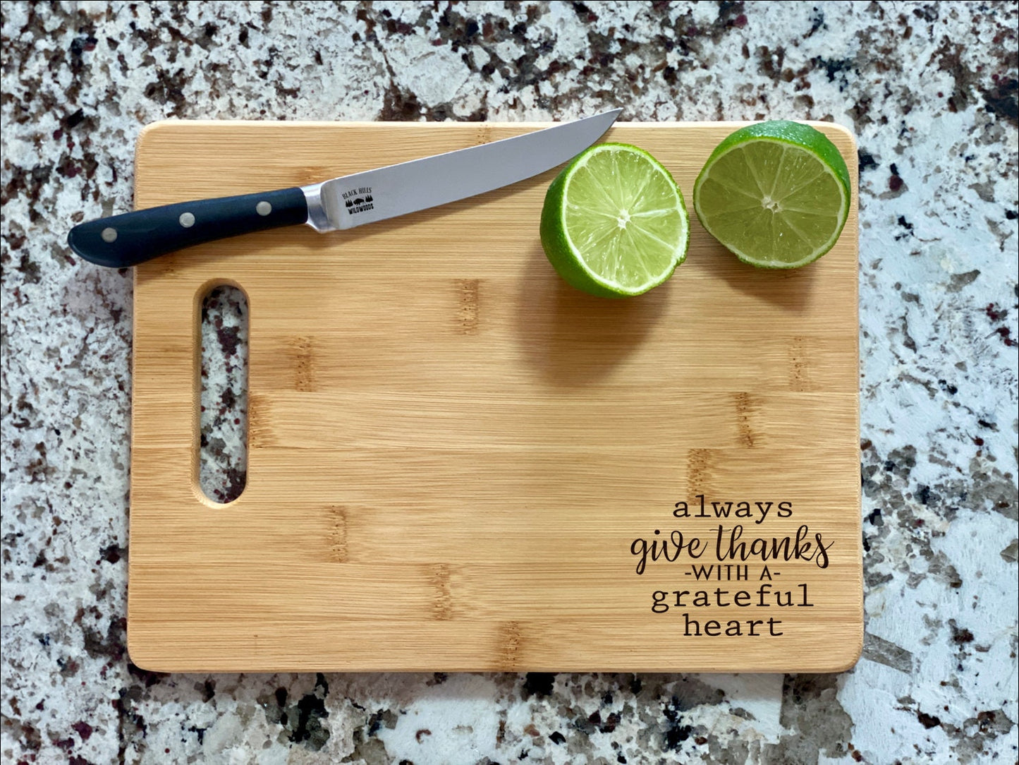 Always Give Thanks With A Grateful Heart Cutting Board |  Kitchen Charcuterie Board | Custom Serving Tray | Personalized Gift |