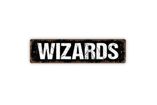 Wizards Sign - Rustic Metal Street Sign or Door Name Plate Plaque