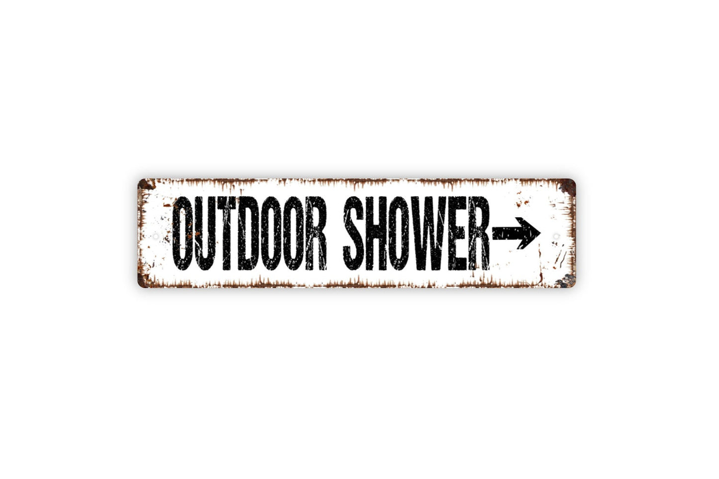 Outdoor Shower With Arrow Sign - Showers Bathroom Restroom Outdoor Or Indoor Bath House Rustic Street Metal Sign or Door Name Plate Plaque