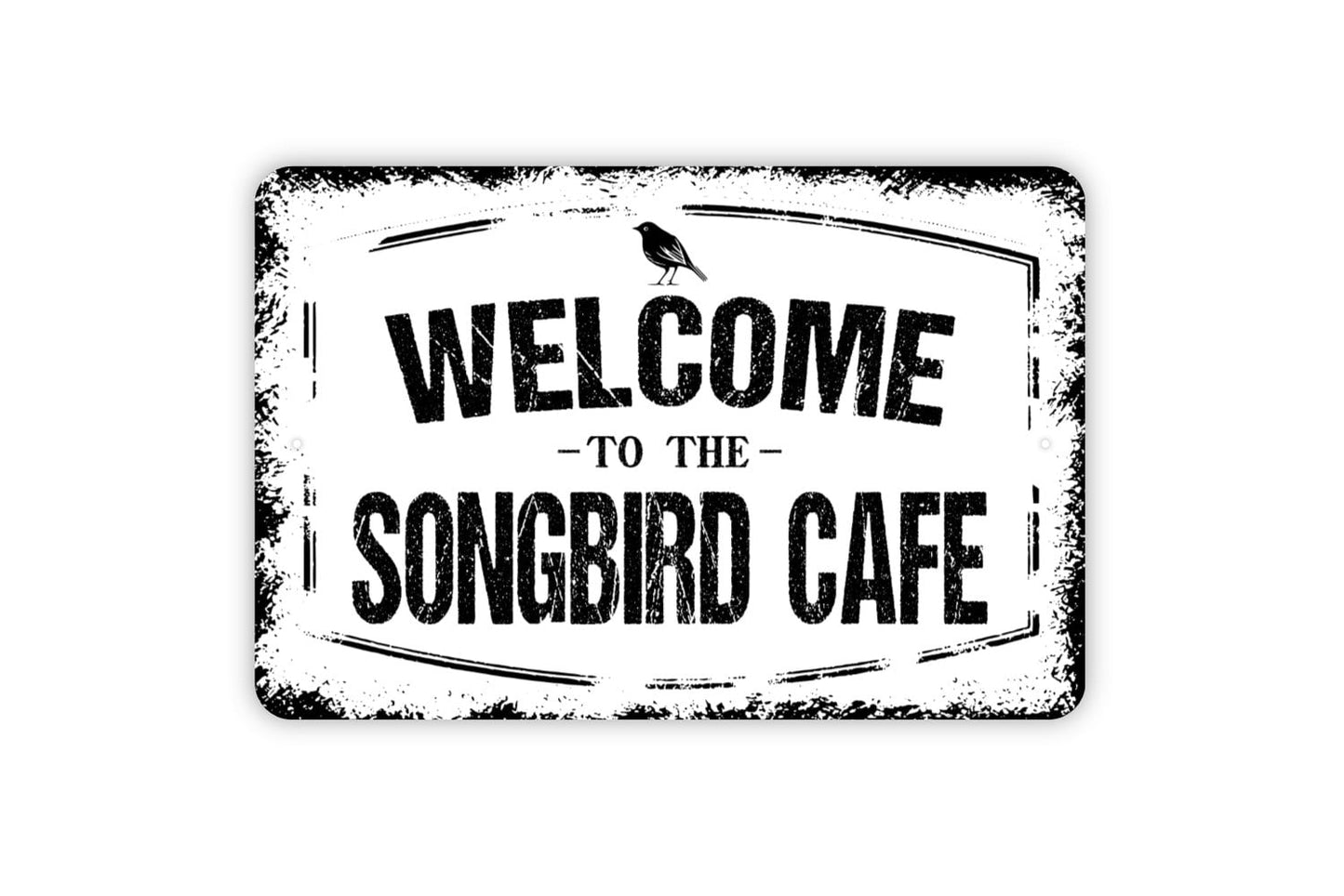 Welcome To Our Songbird Cafe Sign - Bird Watching Area Bird Feeders Metal Wall Art Indoor Or Outdoor