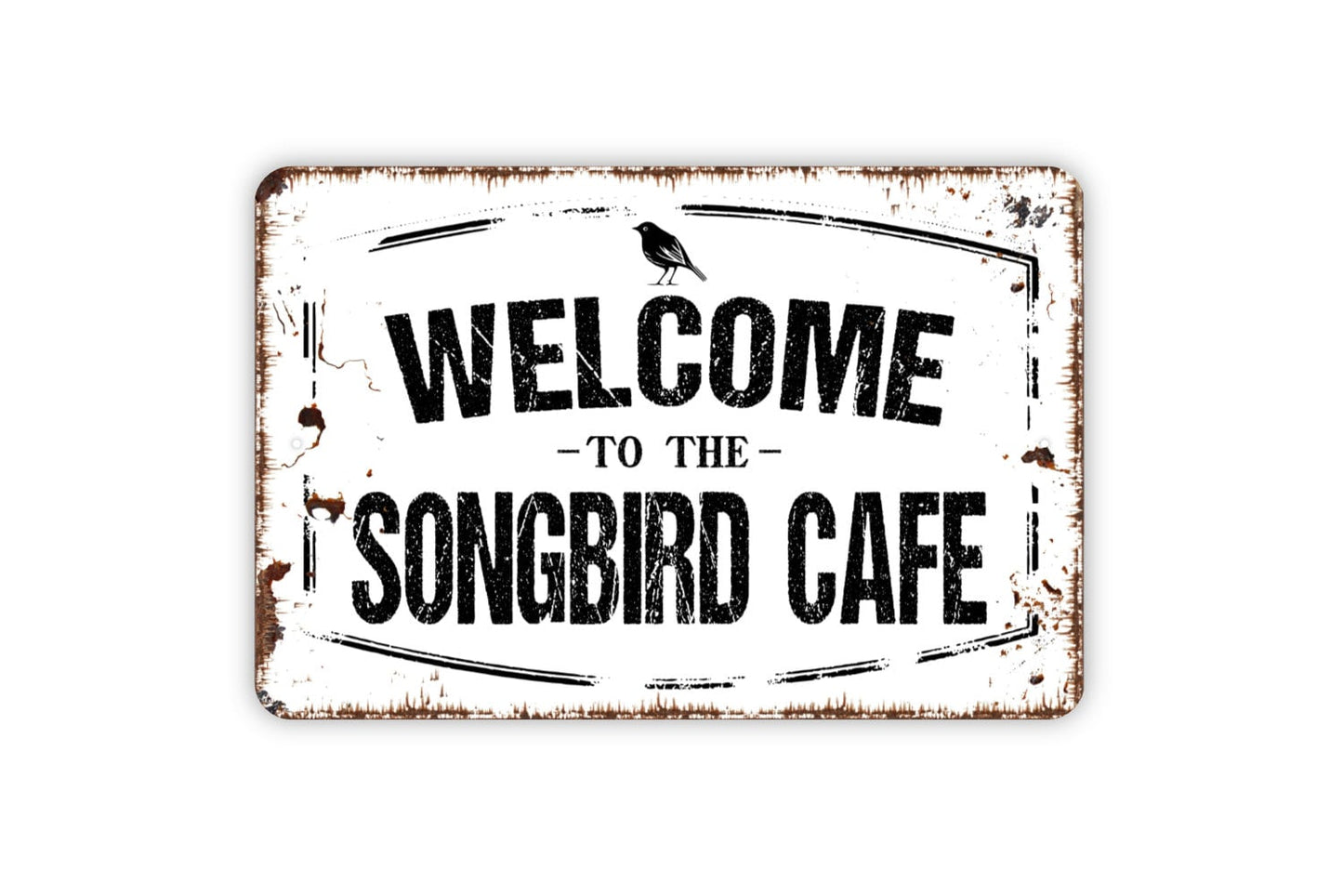 Welcome To Our Songbird Cafe Sign - Bird Watching Area Bird Feeders Metal Wall Art Indoor Or Outdoor