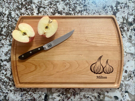 Garlic Cutting Board | Herbs Charcuterie Board | Custom Serving Tray | Personalized Gardener Gift | Kitchen Cutting Gift