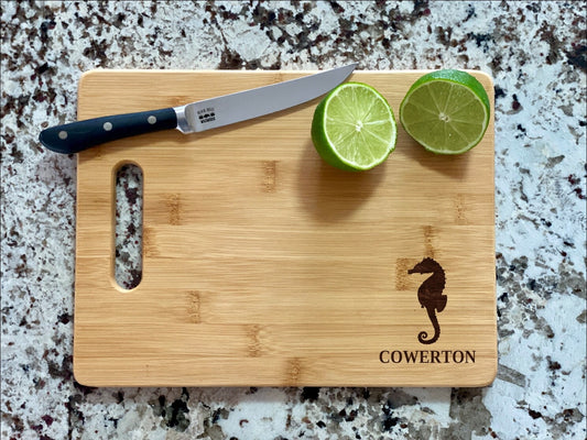 Seahorse Cutting Board | Seafood Charcuterie Board | Custom Serving Tray | Personalized Sea Horse Gift | Wedding Anniv Gift