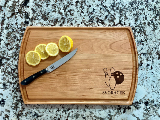 Bowling Pin Cutting Board | Bowler Charcuterie Board | Custom Serving Tray | Personalized Housewarming Closing Gift | Team Sport Gift