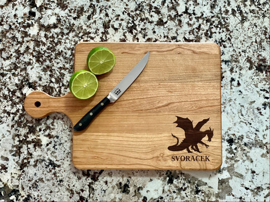 Dragon Cutting Board | Fire Breathing Charcuterie Board | Custom Serving Tray | Personalized House Closing Gift | Wizard Gift