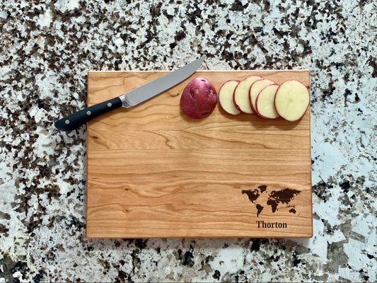 World Map Cutting Board |  Globe Continent Charcuterie Board | Custom Serving Tray | Personalized World Map Gift | Geography Gift