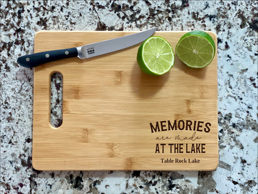 Memories Are Made At The Lake Cutting Board | Lake Life Charcuterie Board | Custom Serving Tray | Personalized Lakehouse Gift | Wedding Gift