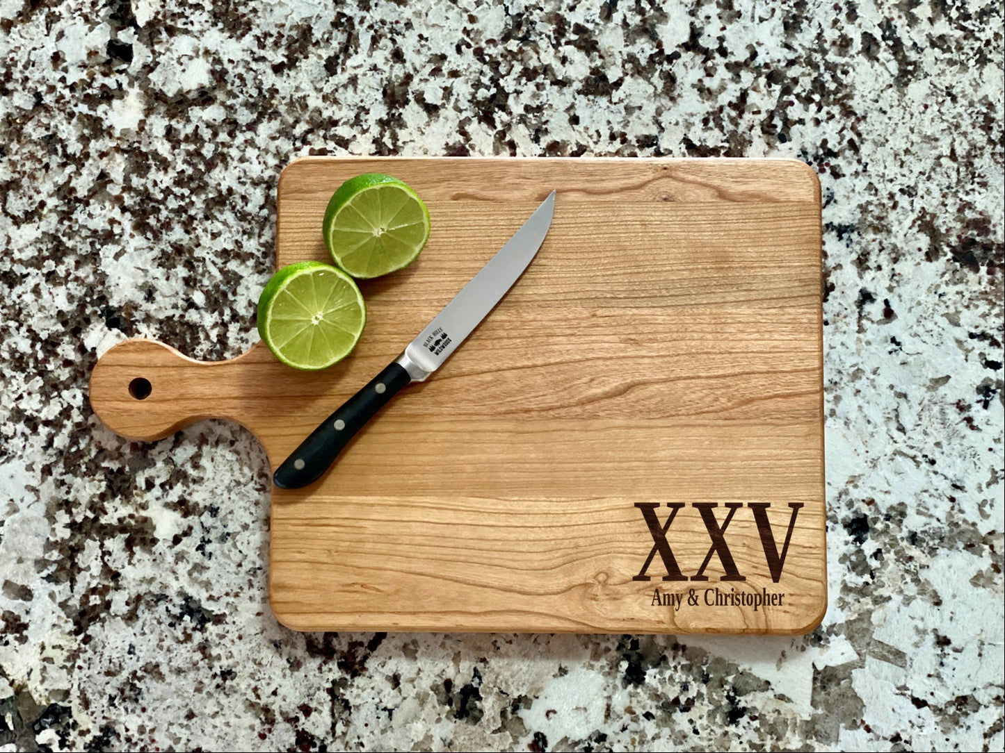 Twenty Fifth Anniversary Cutting Board | 25 Year Roman Numeral Charcuterie Board | Custom Serving Tray | Personalized Anniversary Gift