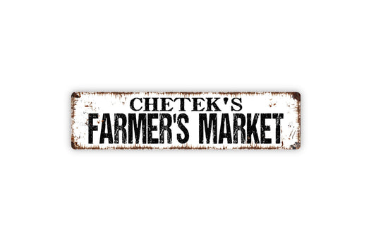 Personalized Farmer's Market Sign, Custom Metal Sign, Rustic Street Sign or Door Name Plate Plaque