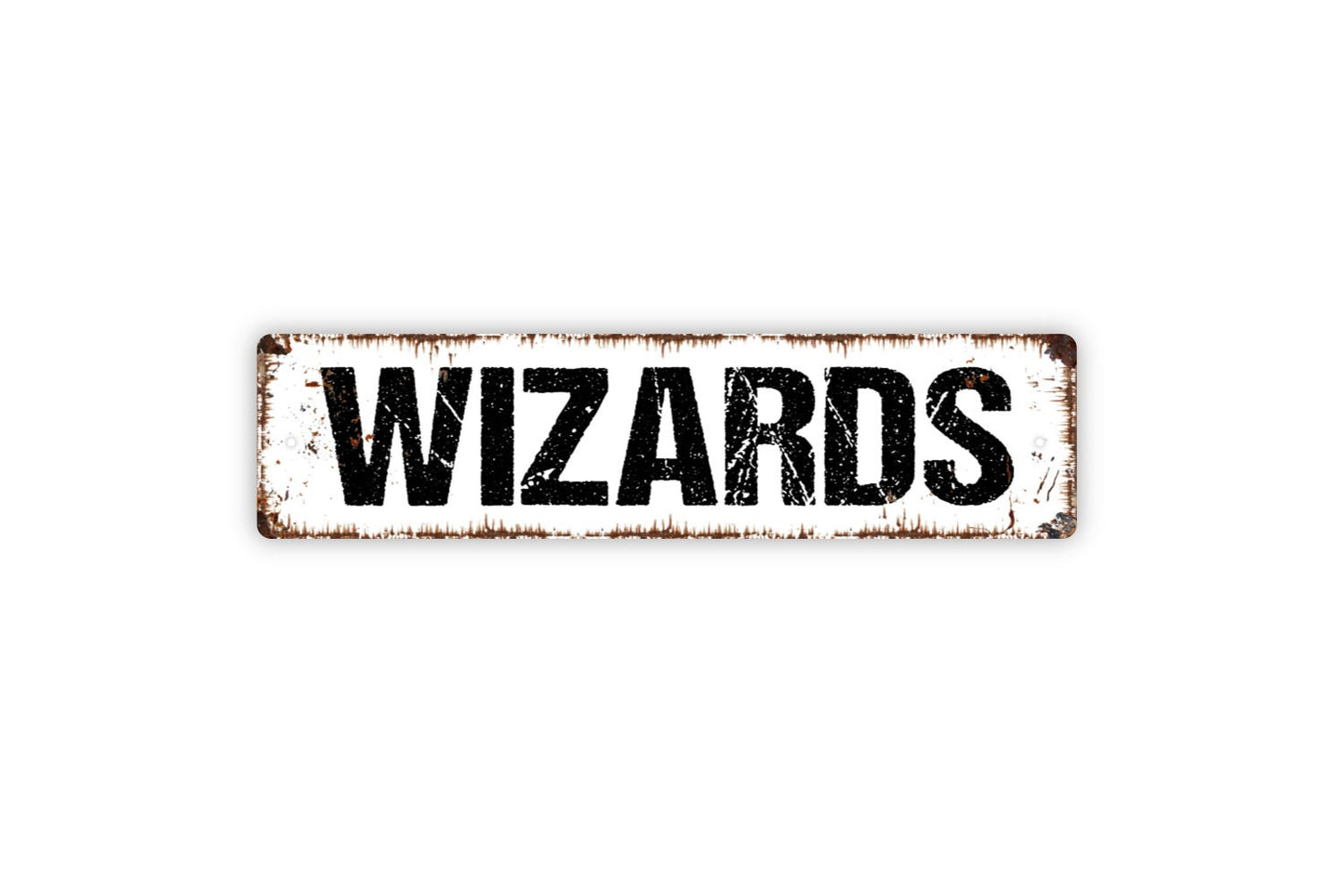 Wizards Sign - Rustic Metal Street Sign or Door Name Plate Plaque