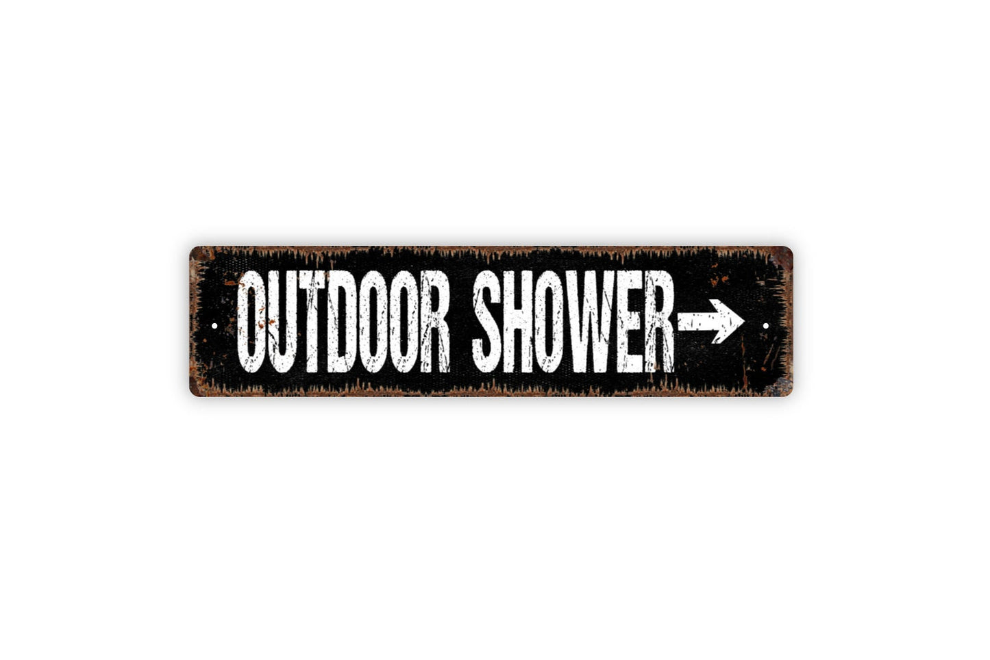 Outdoor Shower With Arrow Sign - Showers Bathroom Restroom Outdoor Or Indoor Bath House Rustic Street Metal Sign or Door Name Plate Plaque