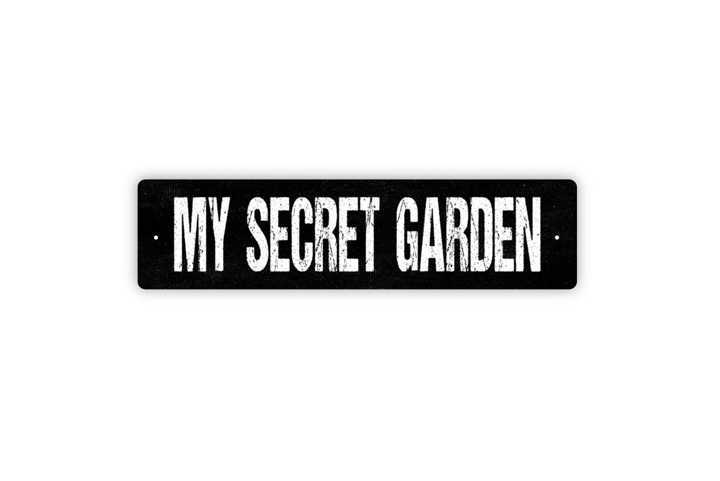 My Secret Garden Sign - Gardener Greenhouse Grow Room Yard Vegetables Flower Garden Rustic Street Metal Sign or Door Name Plate Plaque