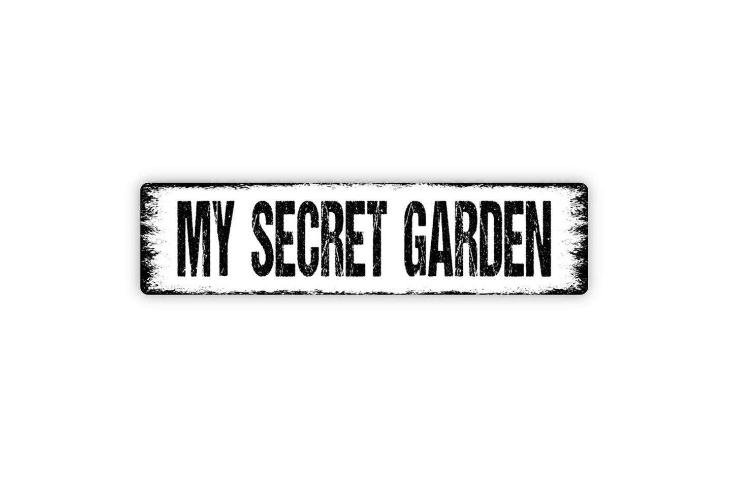 My Secret Garden Sign - Gardener Greenhouse Grow Room Yard Vegetables Flower Garden Rustic Street Metal Sign or Door Name Plate Plaque