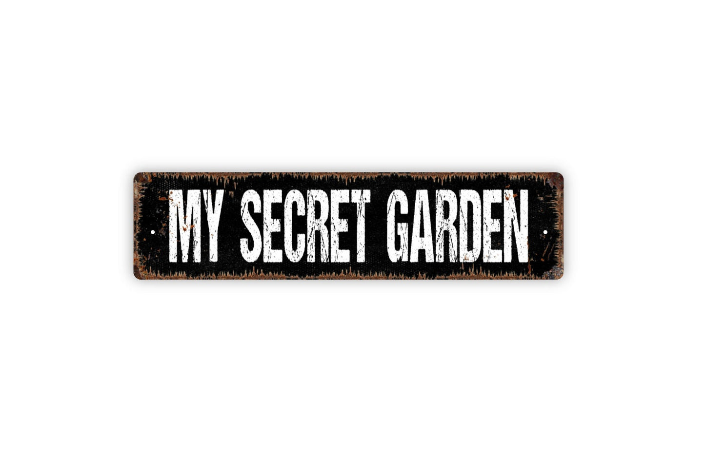 My Secret Garden Sign - Gardener Greenhouse Grow Room Yard Vegetables Flower Garden Rustic Street Metal Sign or Door Name Plate Plaque